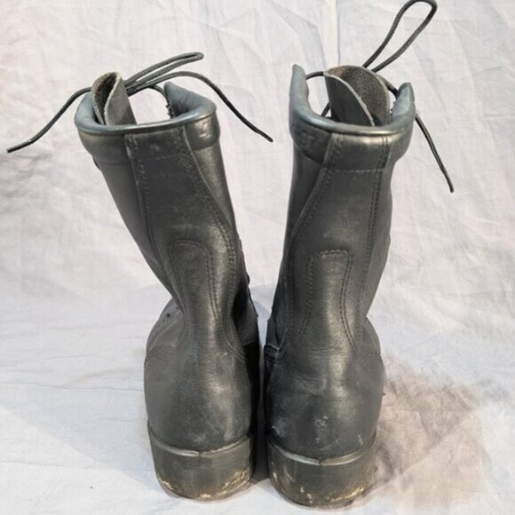 Black Leather Military Combat Lace Up Boots Size 4.5 - Picture 4 of 11